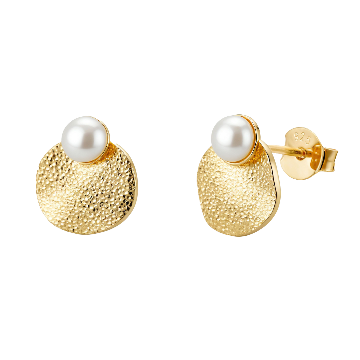 Textured Disc Pearl Studs. Mira